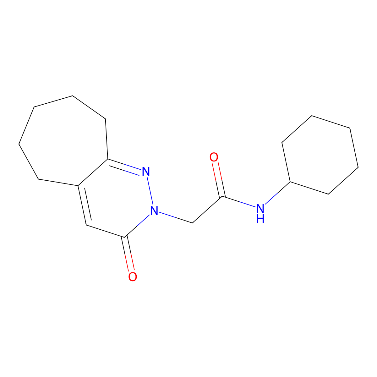 N-cyclohexyl-2-(3-oxo-3,5,6,7,8,9-hexahydro-2H-cyclohepta[c]pyridazin-2-yl)acetamide molecular structure, CAS 1282124-92-8
