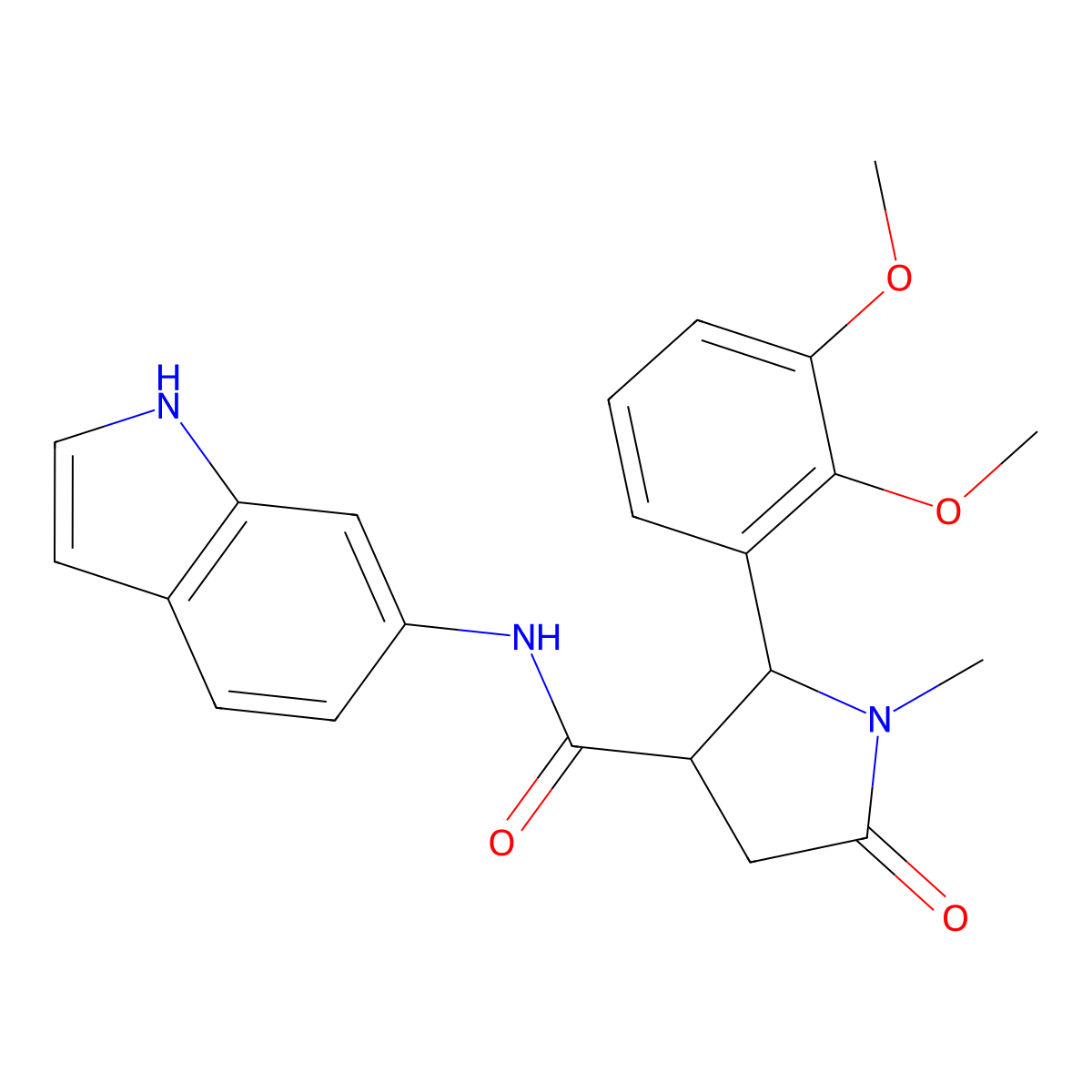 2-(2,3-dimethoxyphenyl)-N-(1H-indol-6-yl)-1-methyl-5-oxopyrrolidine-3-carboxamide molecular structure, CAS 1282124-93-9