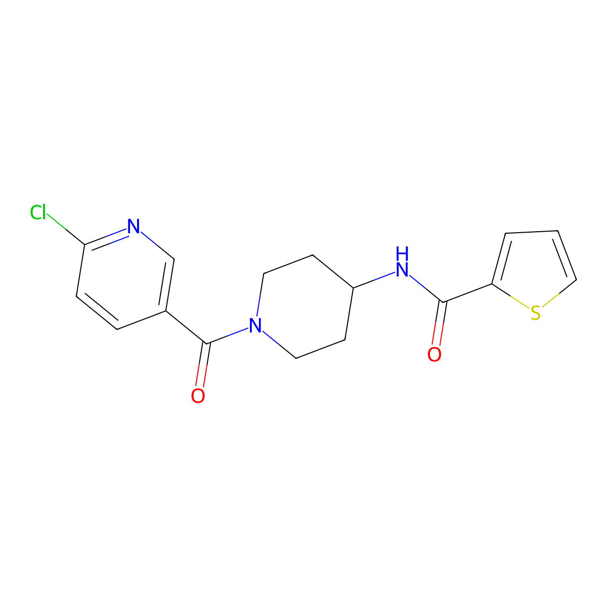 N-{1-[(6-chloropyridin-3-yl)carbonyl]piperidin-4-yl}thiophene-2-carboxamide molecular structure, CAS 1282125-05-6