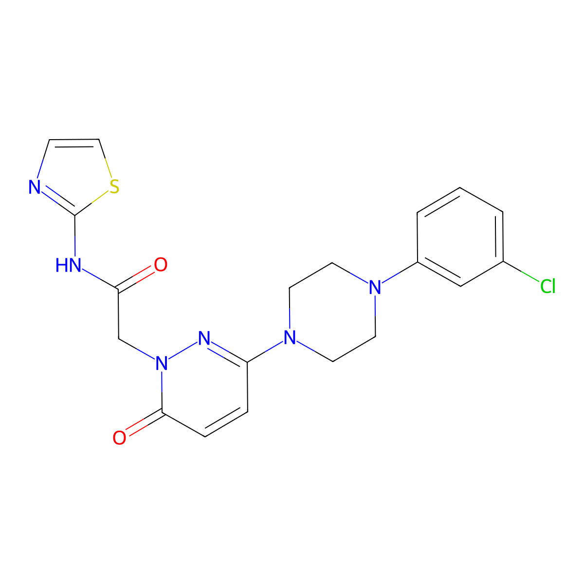 2-{3-[4-(3-chlorophenyl)piperazin-1-yl]-6-oxopyridazin-1(6H)-yl}-N-(1,3-thiazol-2-yl)acetamide molecular structure, CAS 1282125-15-8