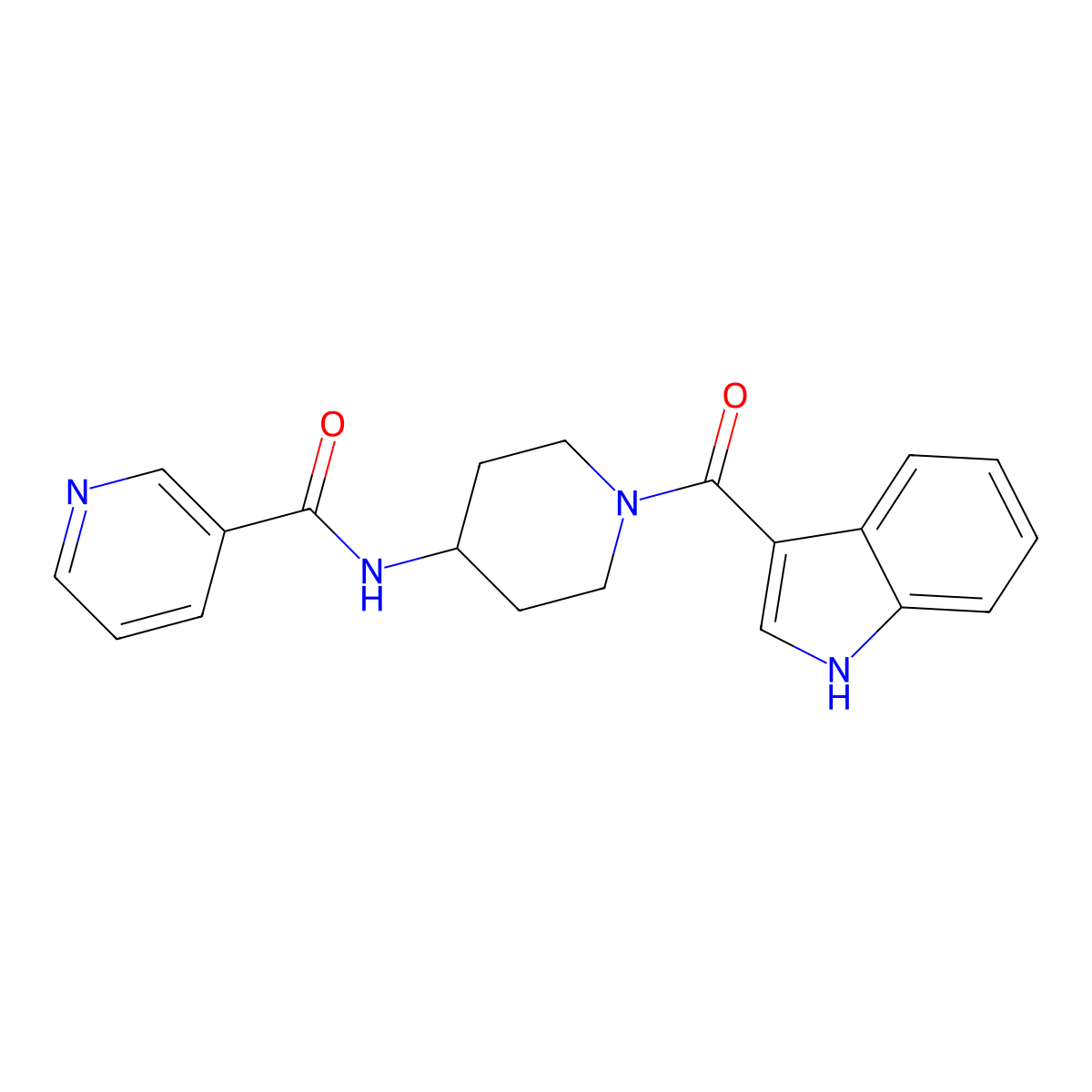 N-[1-(1H-indol-3-ylcarbonyl)piperidin-4-yl]pyridine-3-carboxamide molecular structure, CAS 1282125-19-2