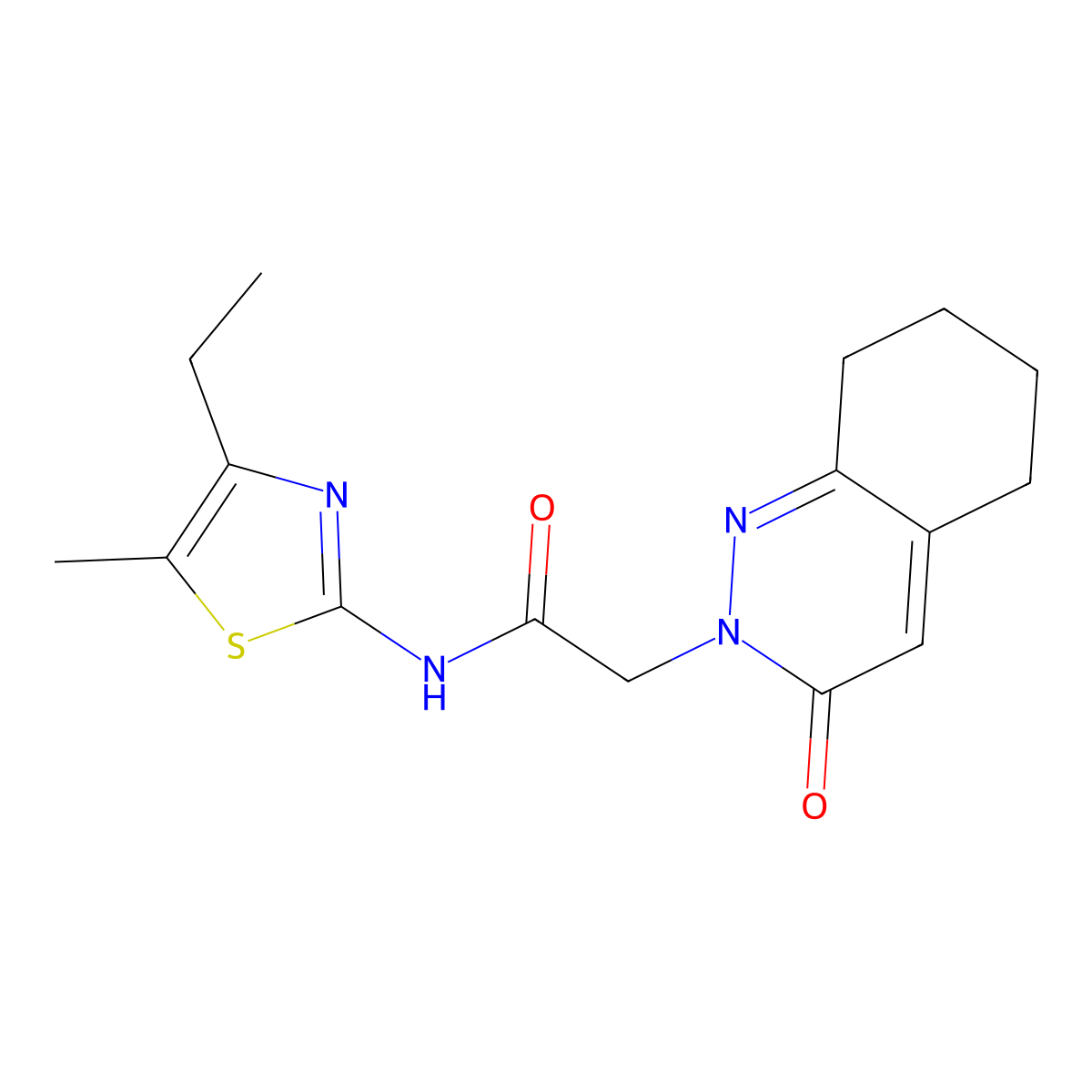 N-[(2Z)-4-ethyl-5-methyl-1,3-thiazol-2(3H)-ylidene]-2-(3-oxo-5,6,7,8-tetrahydrocinnolin-2(3H)-yl)acetamide molecular structure, CAS 1282125-33-0