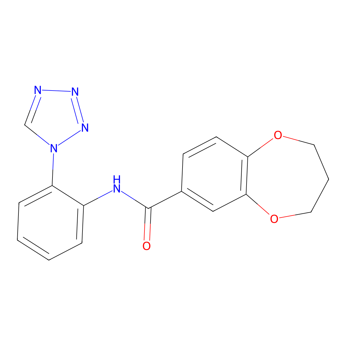 N-[2-(1H-tetrazol-1-yl)phenyl]-3,4-dihydro-2H-1,5-benzodioxepine-7-carboxamide molecular structure, CAS 1282125-56-7