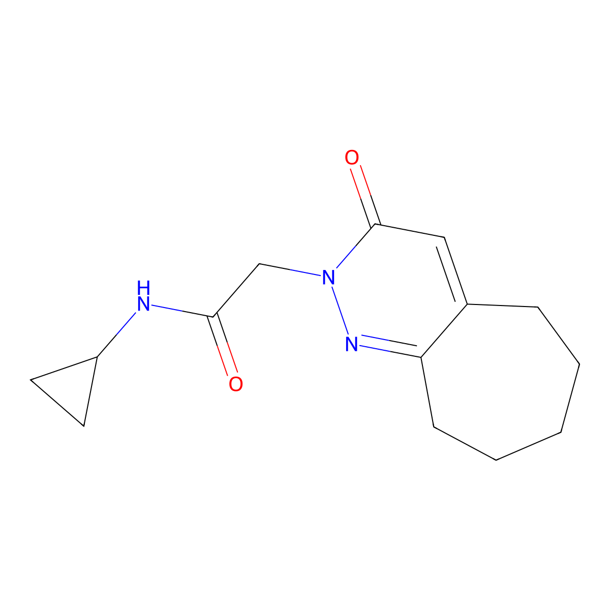 N-cyclopropyl-2-(3-oxo-3,5,6,7,8,9-hexahydro-2H-cyclohepta[c]pyridazin-2-yl)acetamide molecular structure, CAS 1282125-64-7