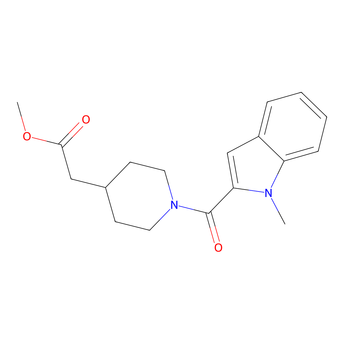 methyl {1-[(1-methyl-1H-indol-2-yl)carbonyl]piperidin-4-yl}acetate molecular structure, CAS 1282125-65-8