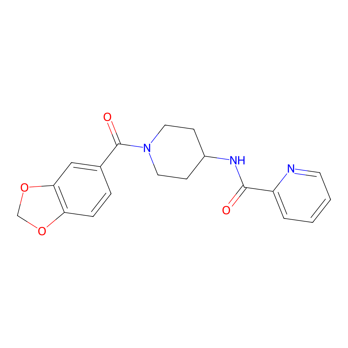 N-[1-(1,3-benzodioxol-5-ylcarbonyl)piperidin-4-yl]pyridine-2-carboxamide molecular structure, CAS 1282125-85-2