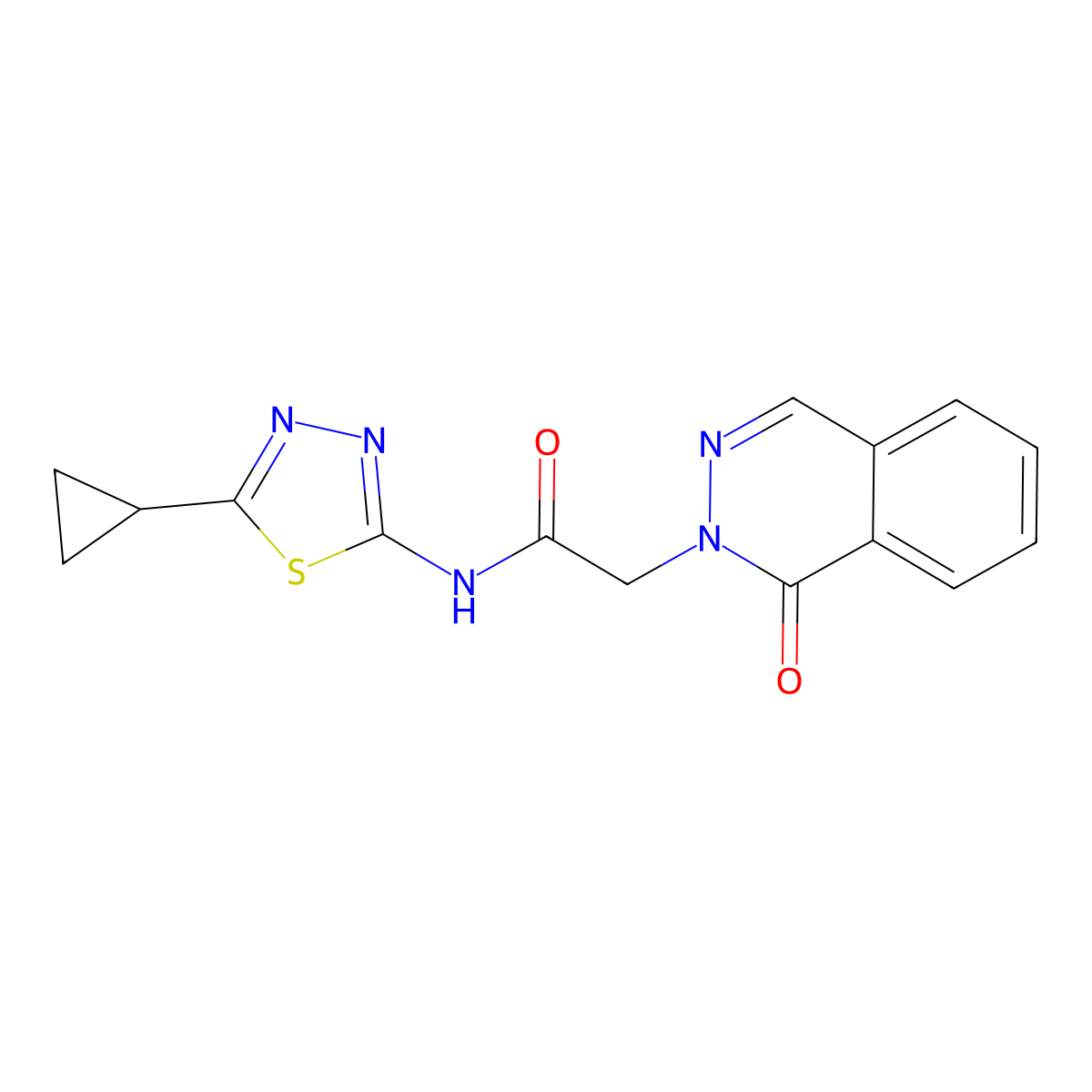 N-(5-cyclopropyl-1,3,4-thiadiazol-2-yl)-2-(1-oxophthalazin-2(1H)-yl)acetamide molecular structure, CAS 1282125-87-4