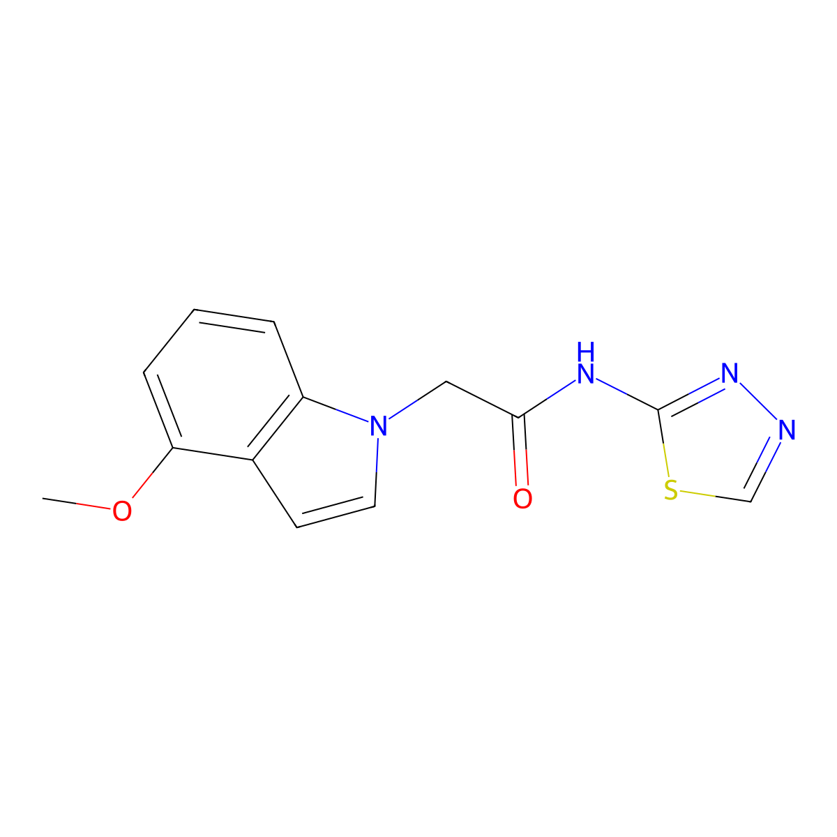 2-(4-methoxy-1H-indol-1-yl)-N-(1,3,4-thiadiazol-2-yl)acetamide molecular structure, CAS 1282125-93-2