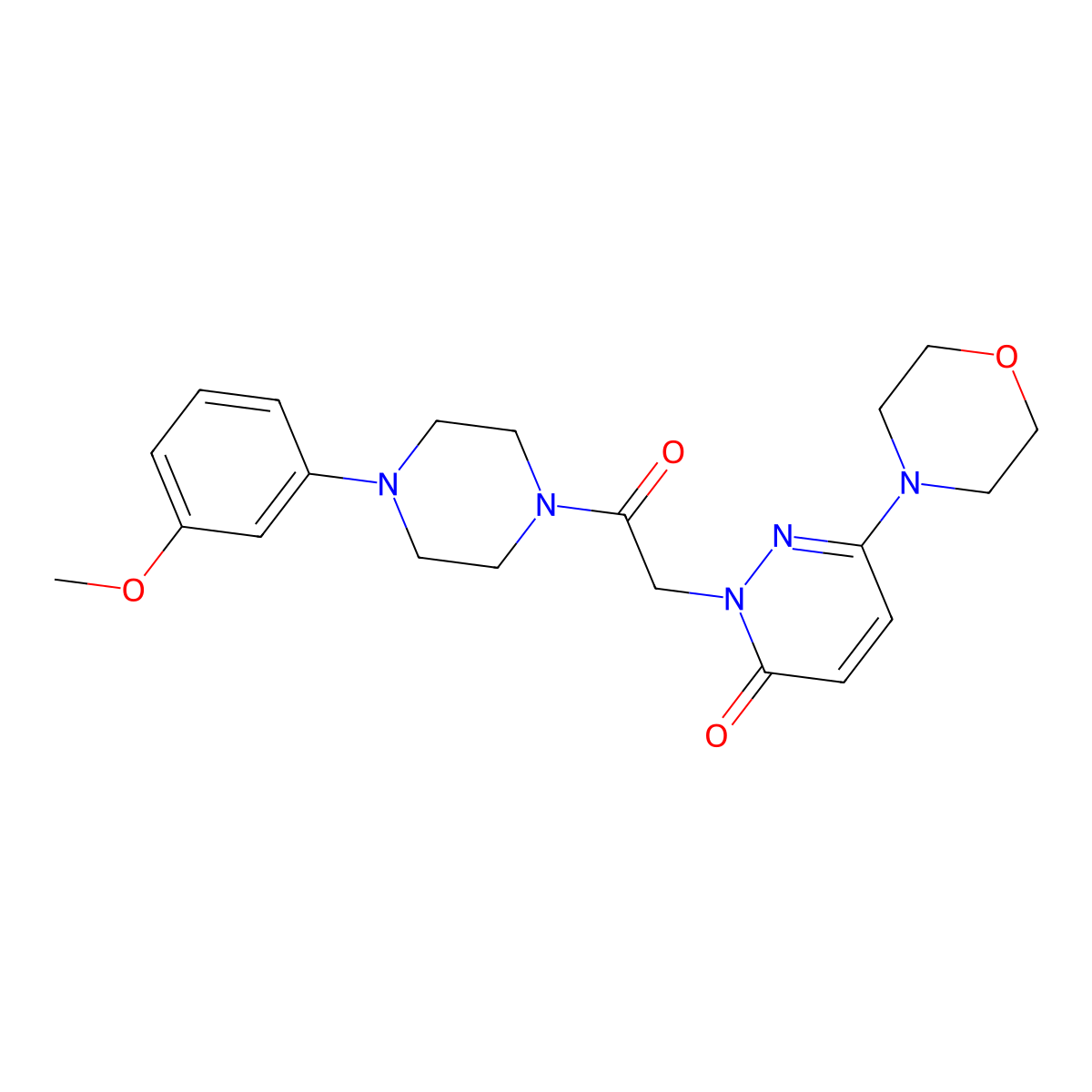2-{2-[4-(3-methoxyphenyl)piperazin-1-yl]-2-oxoethyl}-6-(morpholin-4-yl)pyridazin-3(2H)-one molecular structure, CAS 1282125-95-4