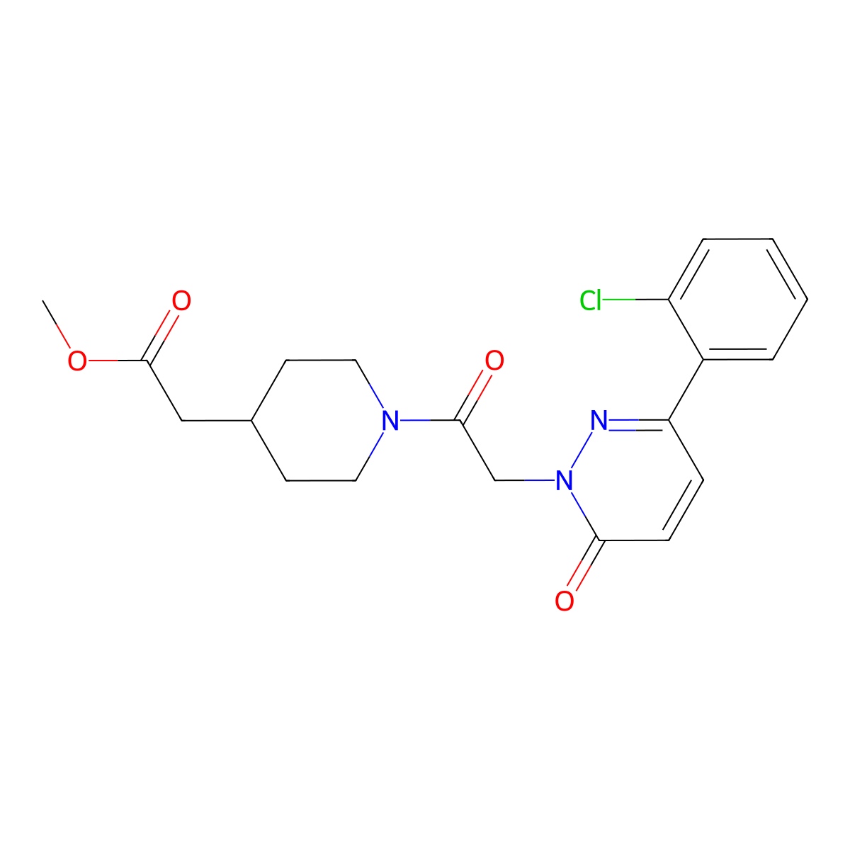 methyl (1-{[3-(2-chlorophenyl)-6-oxopyridazin-1(6H)-yl]acetyl}piperidin-4-yl)acetate molecular structure, CAS 1282125-96-5