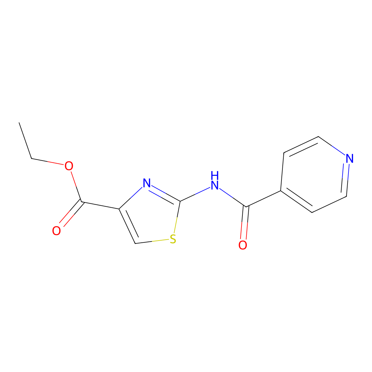 Ethyl 2-[(pyridin-4-ylcarbonyl)amino]-1,3-thiazole-4-carboxylate molecular structure, CAS 1282126-01-5