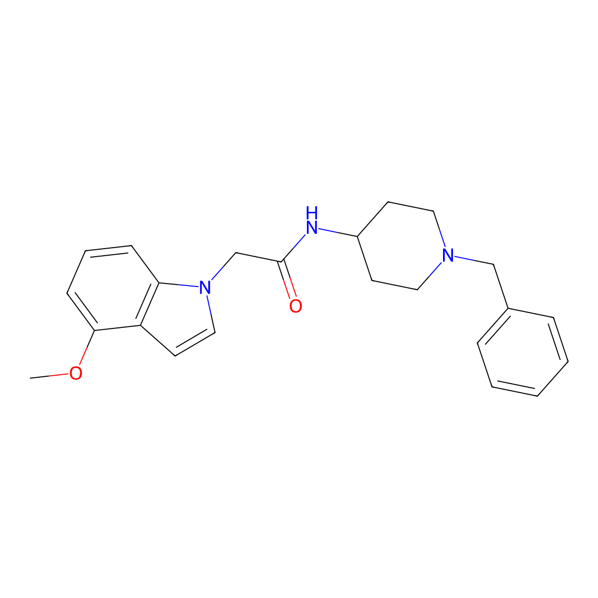 N-(1-benzylpiperidin-4-yl)-2-(4-methoxy-1H-indol-1-yl)acetamide molecular structure, CAS 1282126-02-6