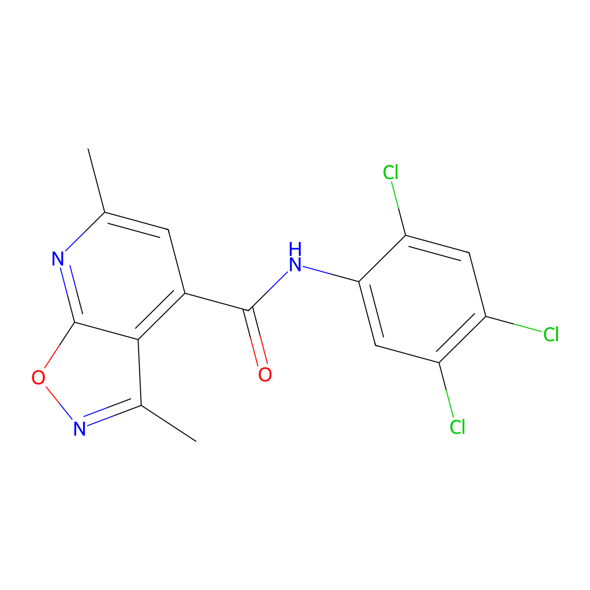 3,6-dimethyl-N-(2,4,5-trichlorophenyl)[1,2]oxazolo[5,4-b]pyridine-4-carboxamide molecular structure, CAS 1282126-09-3
