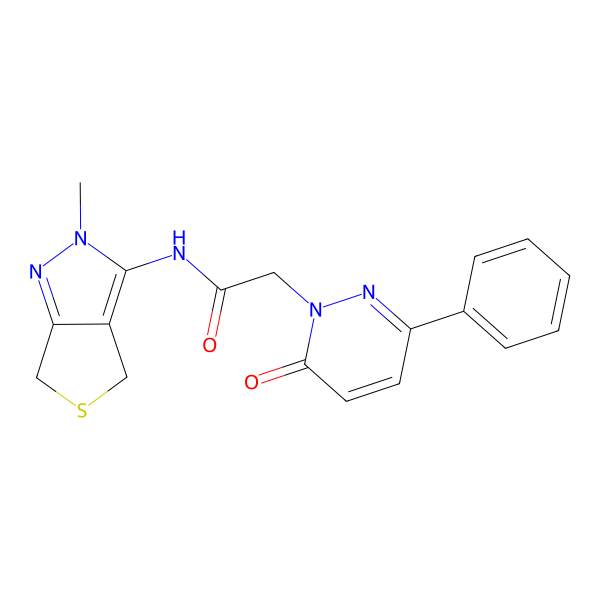 N-(2-methyl-2,6-dihydro-4H-thieno[3,4-c]pyrazol-3-yl)-2-(6-oxo-3-phenylpyridazin-1(6H)-yl)acetamide molecular structure, CAS 1282126-12-8