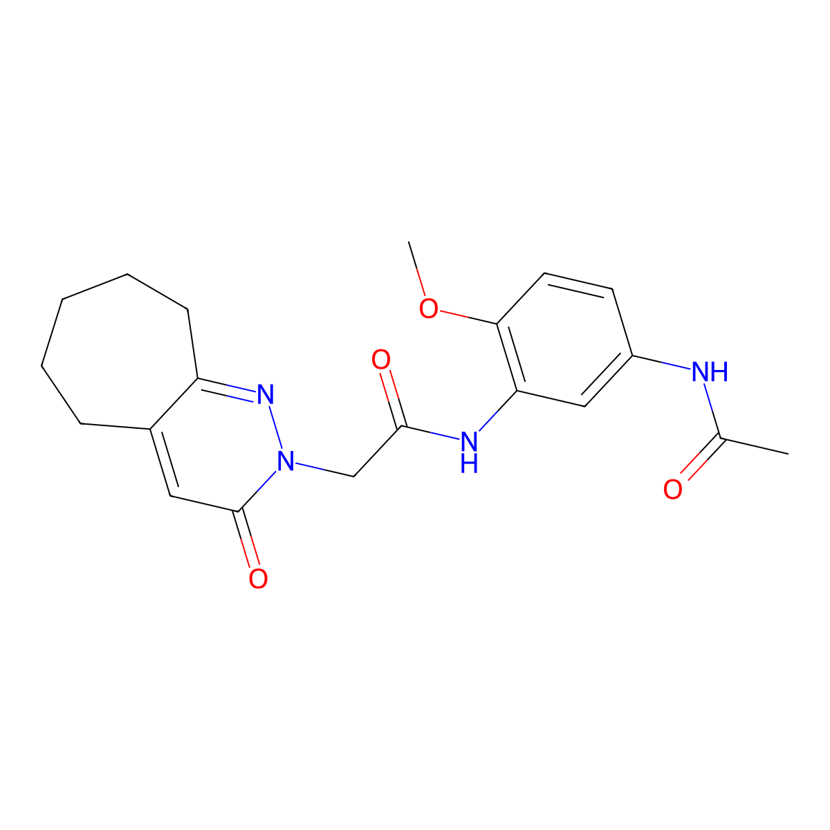 N-[5-(acetylamino)-2-methoxyphenyl]-2-(3-oxo-3,5,6,7,8,9-hexahydro-2H-cyclohepta[c]pyridazin-2-yl)acetamide molecular structure, CAS 1282126-13-9