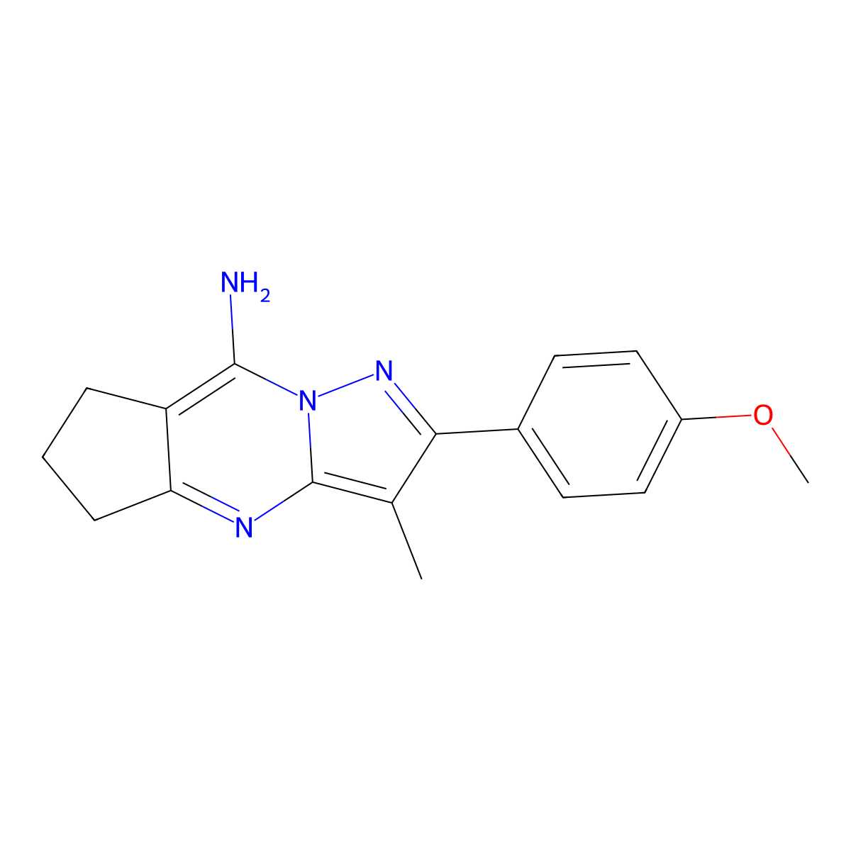 2-(4-methoxyphenyl)-3-methyl-6,7-dihydro-5H-cyclopenta[d]pyrazolo[1,5-a]pyrimidin-8-amine molecular structure, CAS 1282126-18-4