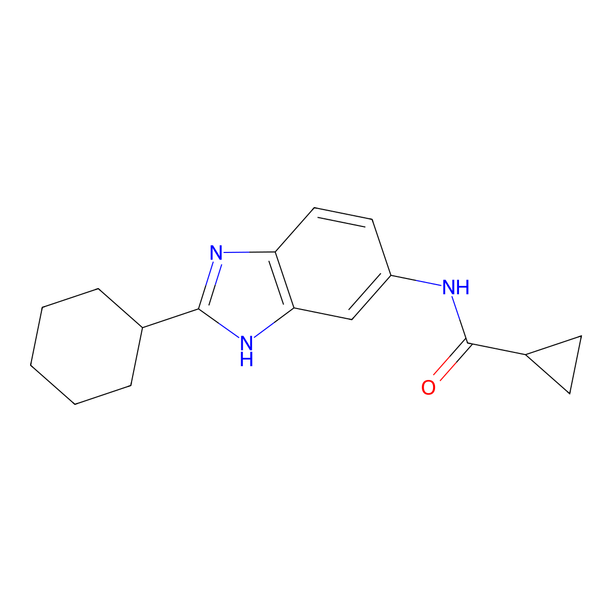 N-(2-cyclohexyl-1H-benzimidazol-5-yl)cyclopropanecarboxamide molecular structure, CAS 1282126-24-2