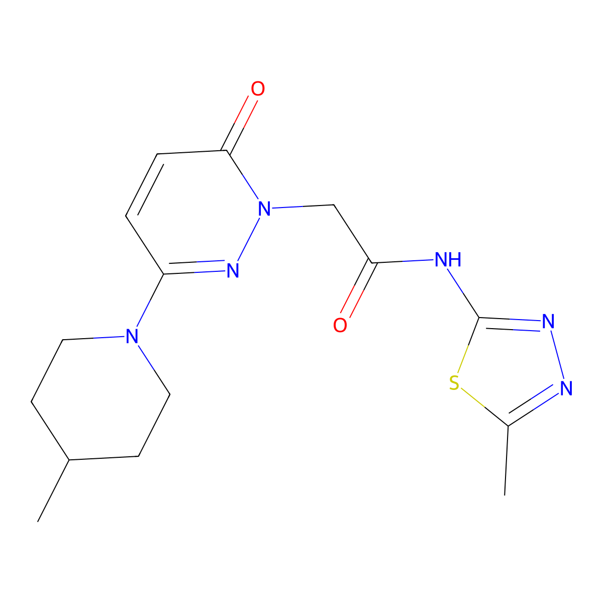 2-[3-(4-methylpiperidin-1-yl)-6-oxopyridazin-1(6H)-yl]-N-[(2E)-5-methyl-1,3,4-thiadiazol-2(3H)-ylidene]acetamide molecular structure, CAS 1282126-25-3