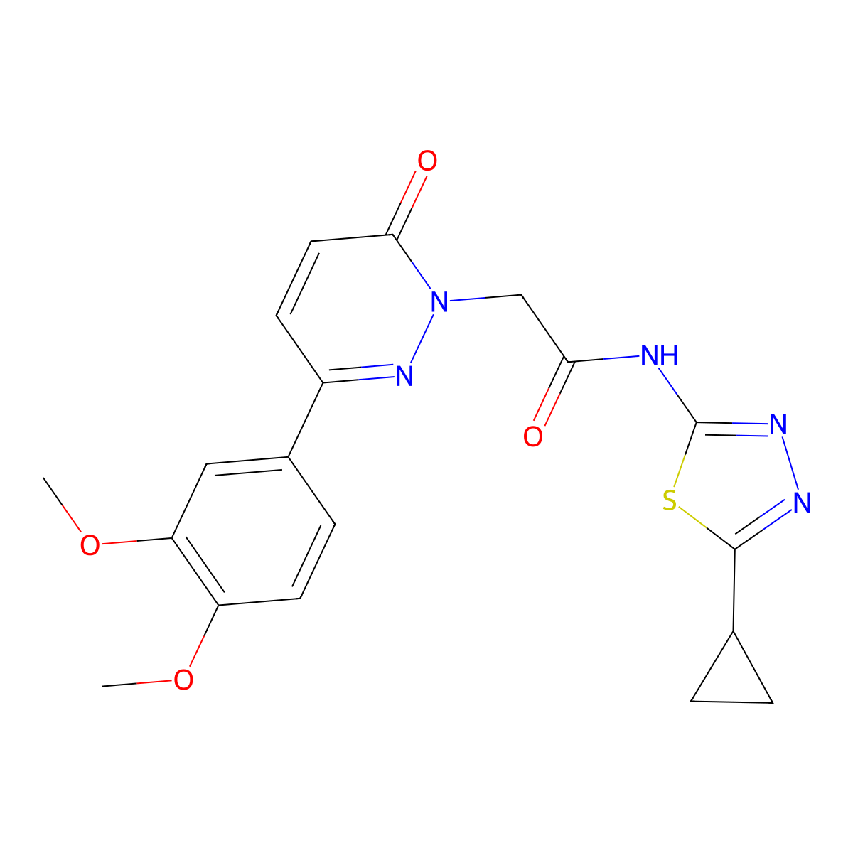 N-[(2E)-5-cyclopropyl-1,3,4-thiadiazol-2(3H)-ylidene]-2-[3-(3,4-dimethoxyphenyl)-6-oxopyridazin-1(6H)-yl]acetamide molecular structure, CAS 1282126-32-2