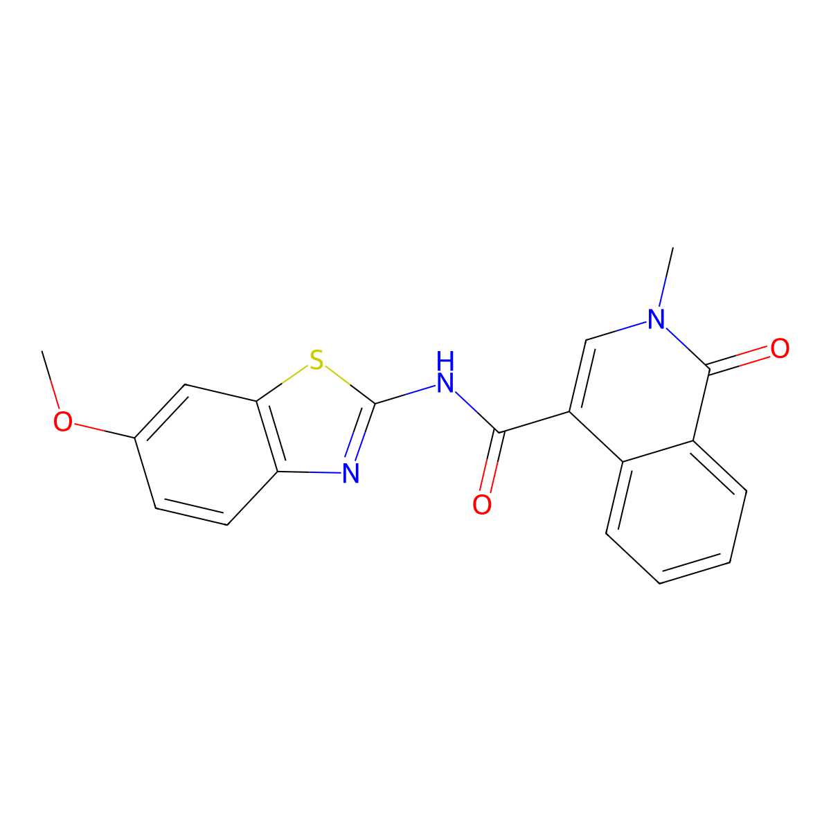 N-(6-methoxy-1,3-benzothiazol-2-yl)-2-methyl-1-oxo-1,2-dihydroisoquinoline-4-carboxamide molecular structure, CAS 1282126-41-3