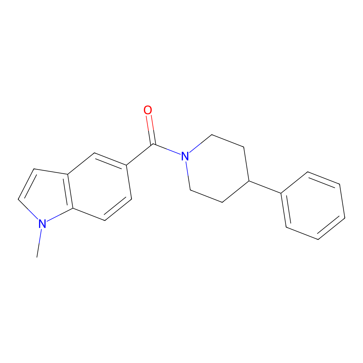 (1-methyl-1H-indol-5-yl)(4-phenylpiperidin-1-yl)methanone molecular structure, CAS 1282126-42-4