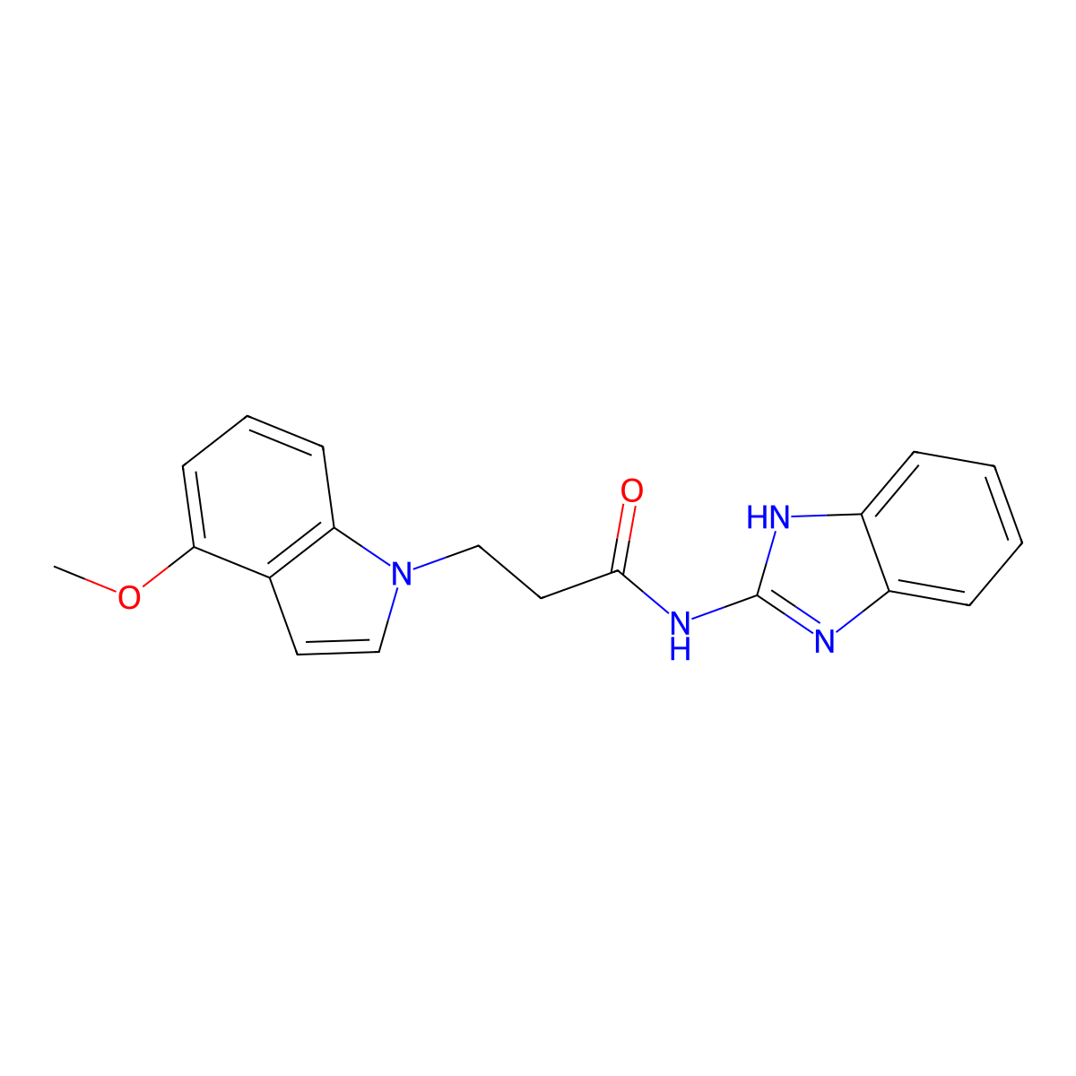 N-(1,3-dihydro-2H-benzimidazol-2-ylidene)-3-(4-methoxy-1H-indol-1-yl)propanamide molecular structure, CAS 1282126-43-5
