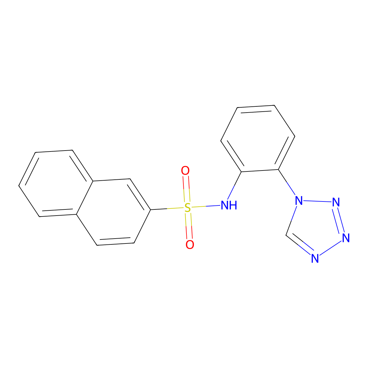 N-(2-(1H-tetrazol-1-yl)phenyl)naphthalene-2-sulfonamide molecular structure, CAS 1282126-50-4