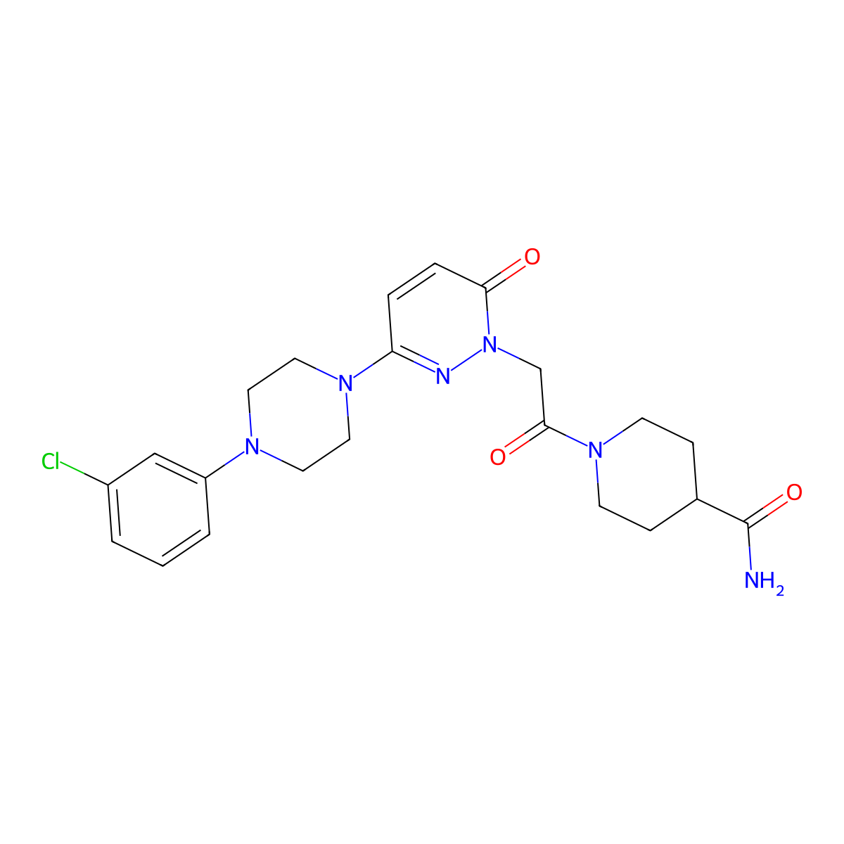 1-({3-[4-(3-chlorophenyl)piperazin-1-yl]-6-oxopyridazin-1(6H)-yl}acetyl)piperidine-4-carboxamide molecular structure, CAS 1282126-60-6