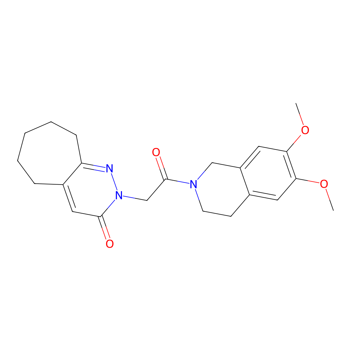 2-[2-(6,7-dimethoxy-3,4-dihydroisoquinolin-2(1H)-yl)-2-oxoethyl]-2,5,6,7,8,9-hexahydro-3H-cyclohepta[c]pyridazin-3-one molecular structure, CAS 1282126-61-7