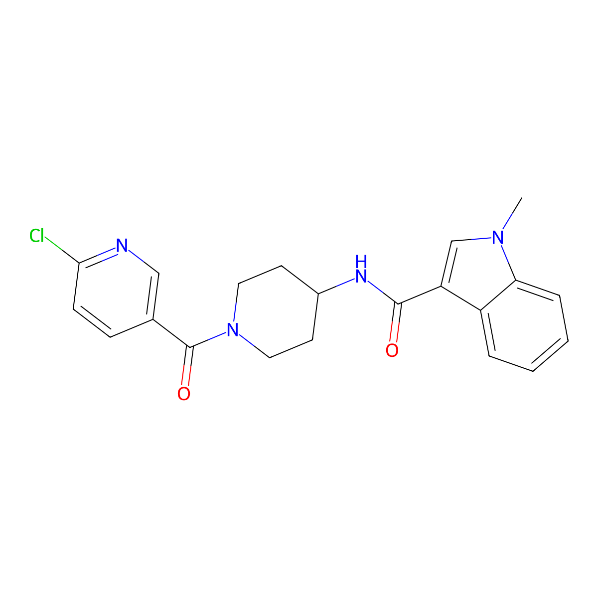 N-{1-[(6-chloropyridin-3-yl)carbonyl]piperidin-4-yl}-1-methyl-1H-indole-3-carboxamide molecular structure, CAS 1282126-66-2