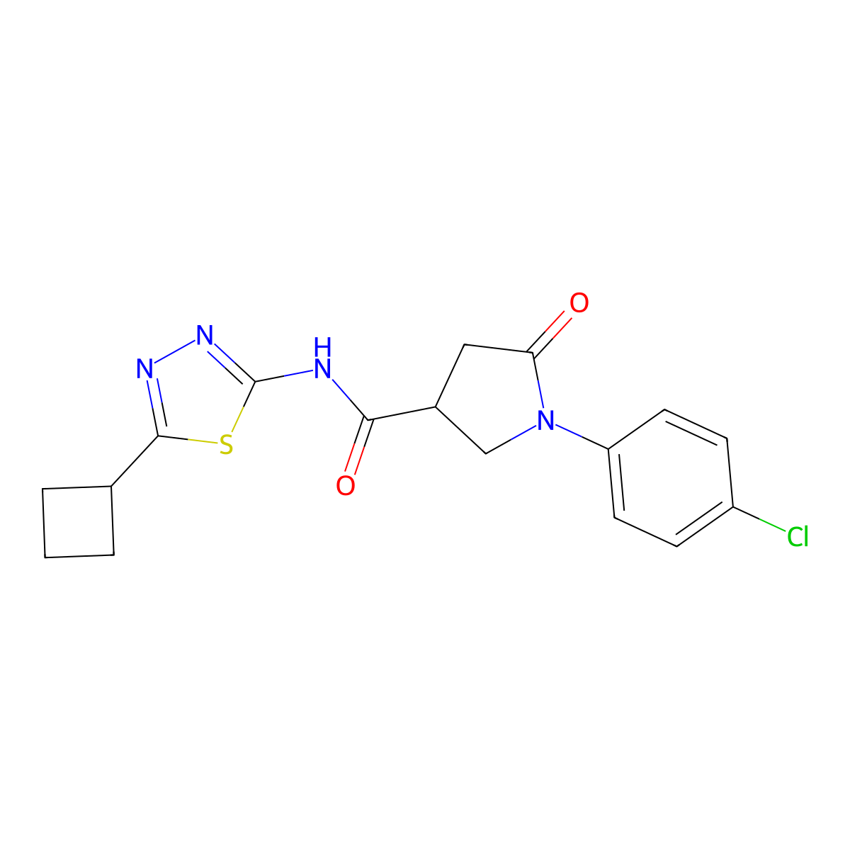 1-(4-chlorophenyl)-N-(5-cyclobutyl-1,3,4-thiadiazol-2-yl)-5-oxopyrrolidine-3-carboxamide molecular structure, CAS 1282126-81-1