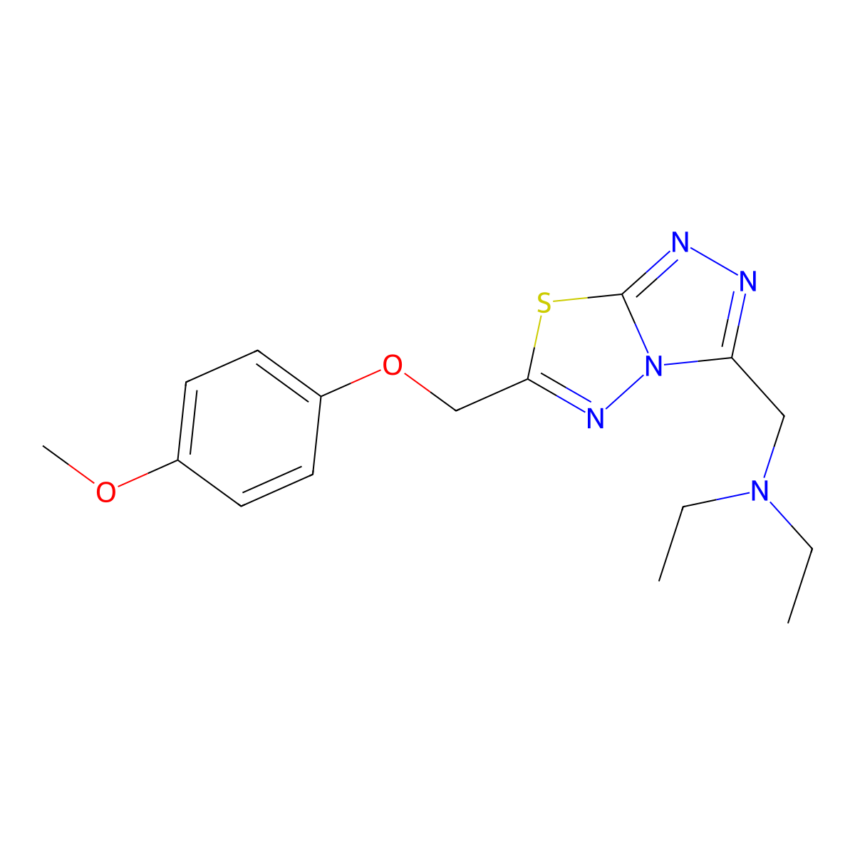 N,N-diethyl-N-({6-[(4-methoxyphenoxy)methyl][1,2,4]triazolo[3,4-b][1,3,4]thiadiazol-3-yl}methyl)amine molecular structure, CAS 1282126-82-2