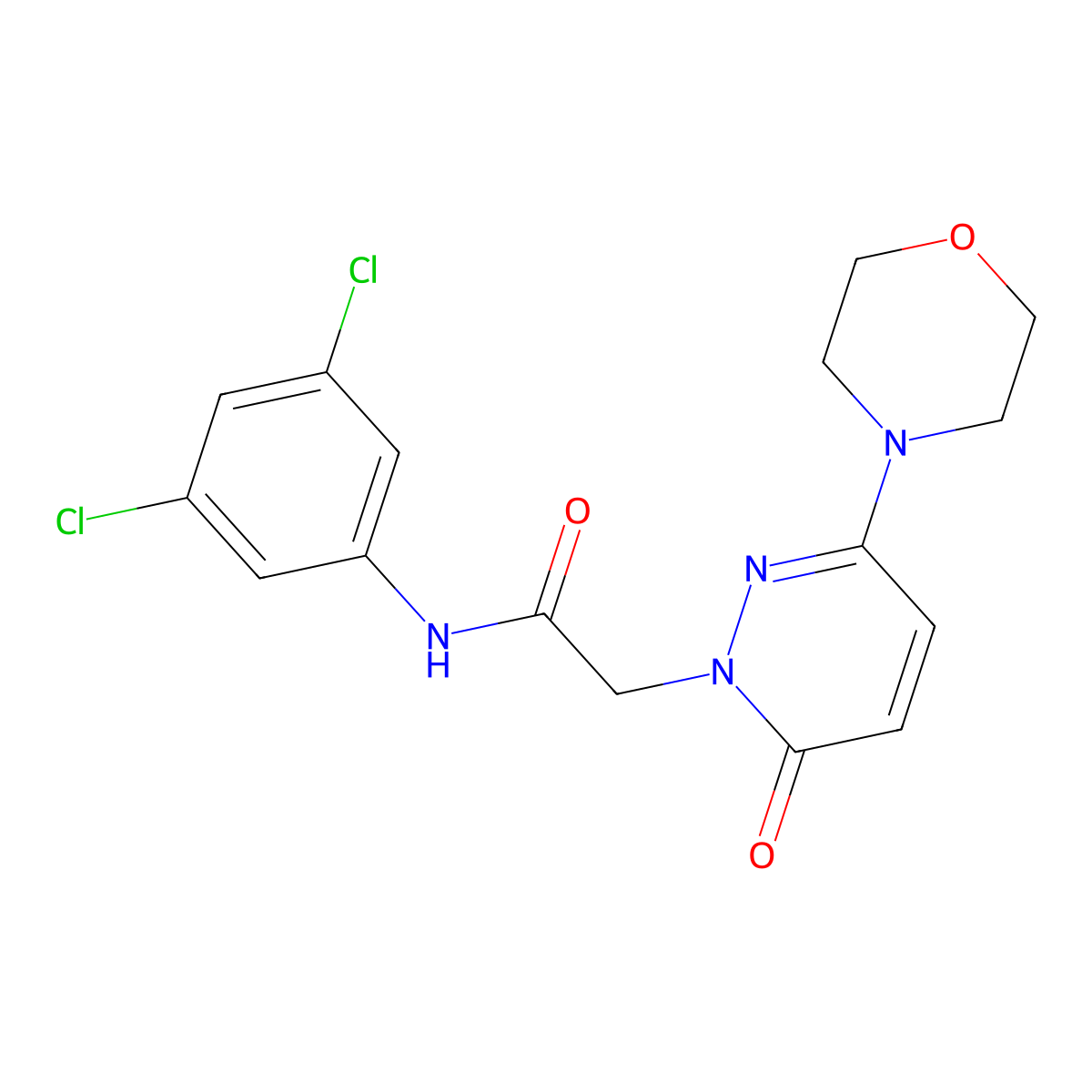 N-(3,5-dichlorophenyl)-2-[3-(morpholin-4-yl)-6-oxopyridazin-1(6H)-yl]acetamide molecular structure, CAS 1282126-84-4