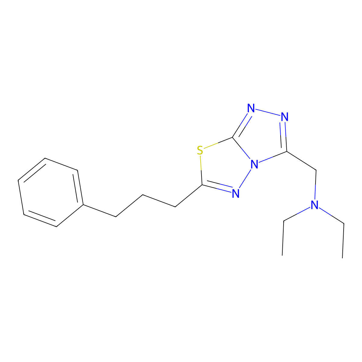 N-ethyl-N-{[6-(3-phenylpropyl)[1,2,4]triazolo[3,4-b][1,3,4]thiadiazol-3-yl]methyl}ethanamine molecular structure, CAS 1282126-91-3