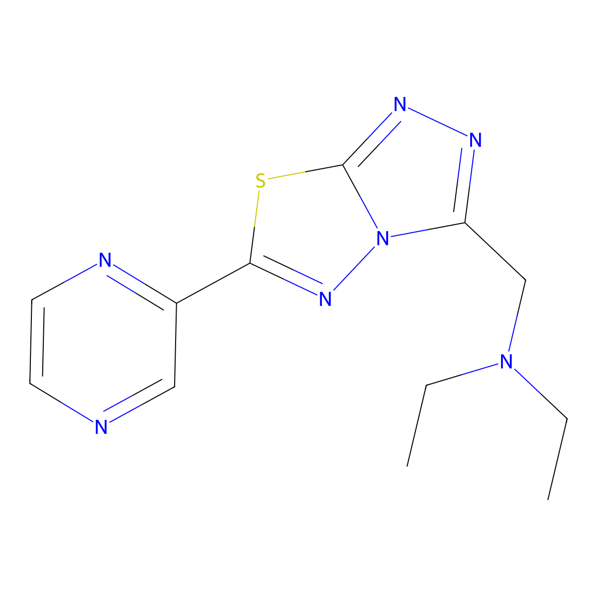 N,N-diethyl-N-{[6-(2-pyrazinyl)[1,2,4]triazolo[3,4-b][1,3,4]thiadiazol-3-yl]methyl}amine molecular structure, CAS 1282127-09-6