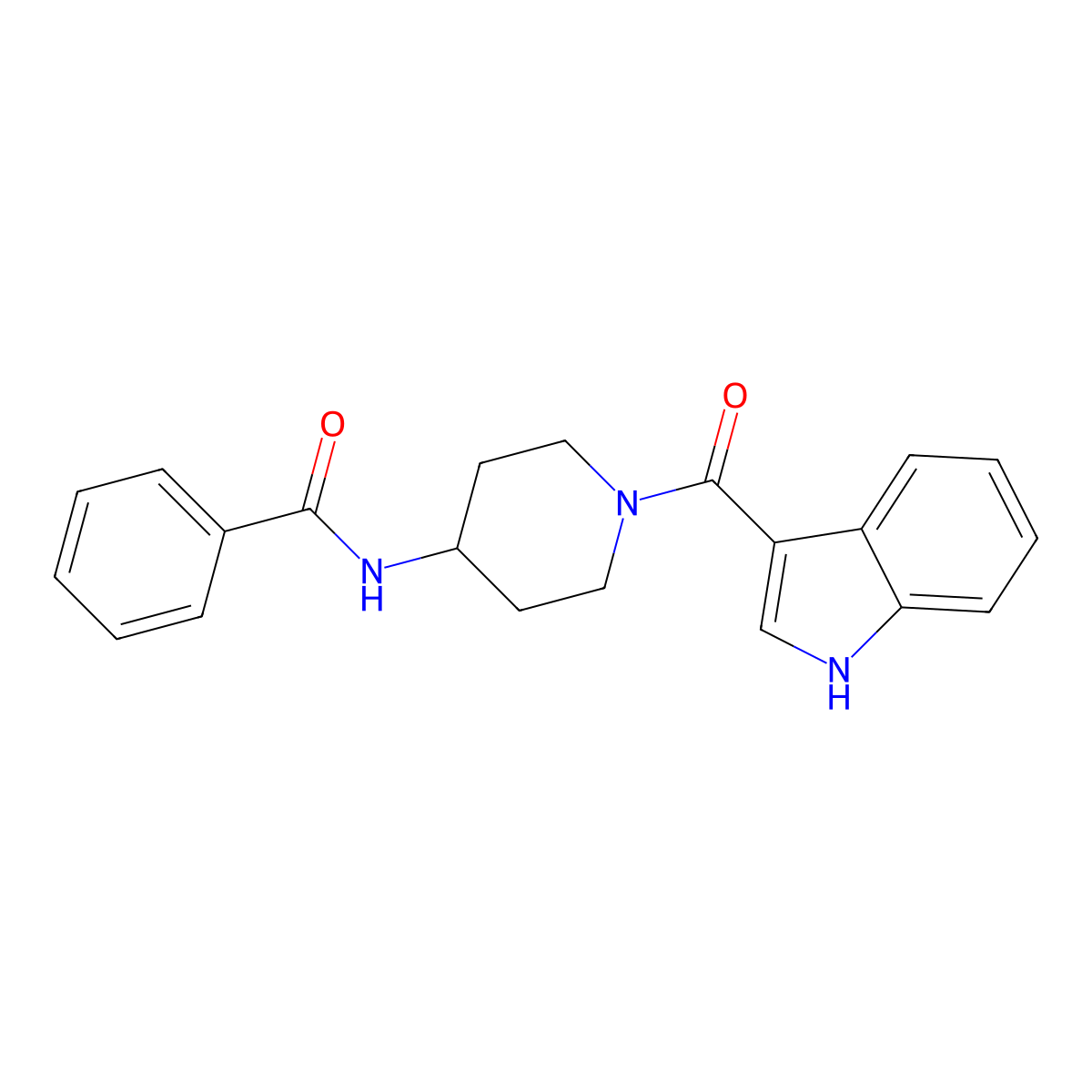 N-[1-(1H-indol-3-ylcarbonyl)piperidin-4-yl]benzamide molecular structure, CAS 1282127-10-9