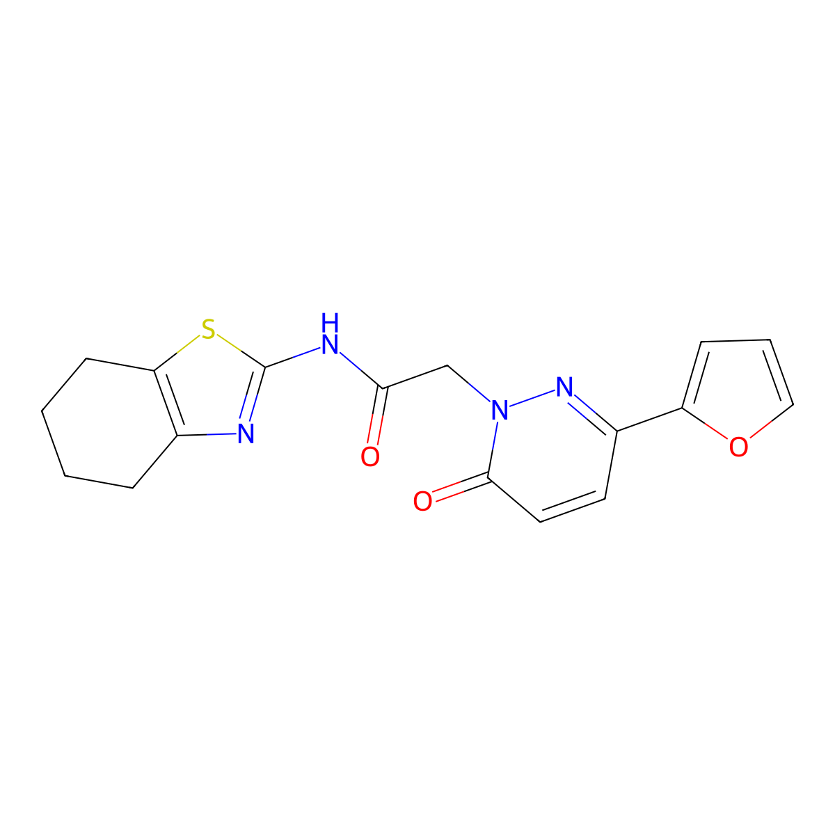 2-[3-(furan-2-yl)-6-oxopyridazin-1(6H)-yl]-N-[(2Z)-4,5,6,7-tetrahydro-1,3-benzothiazol-2(3H)-ylidene]acetamide molecular structure, CAS 1282127-19-8
