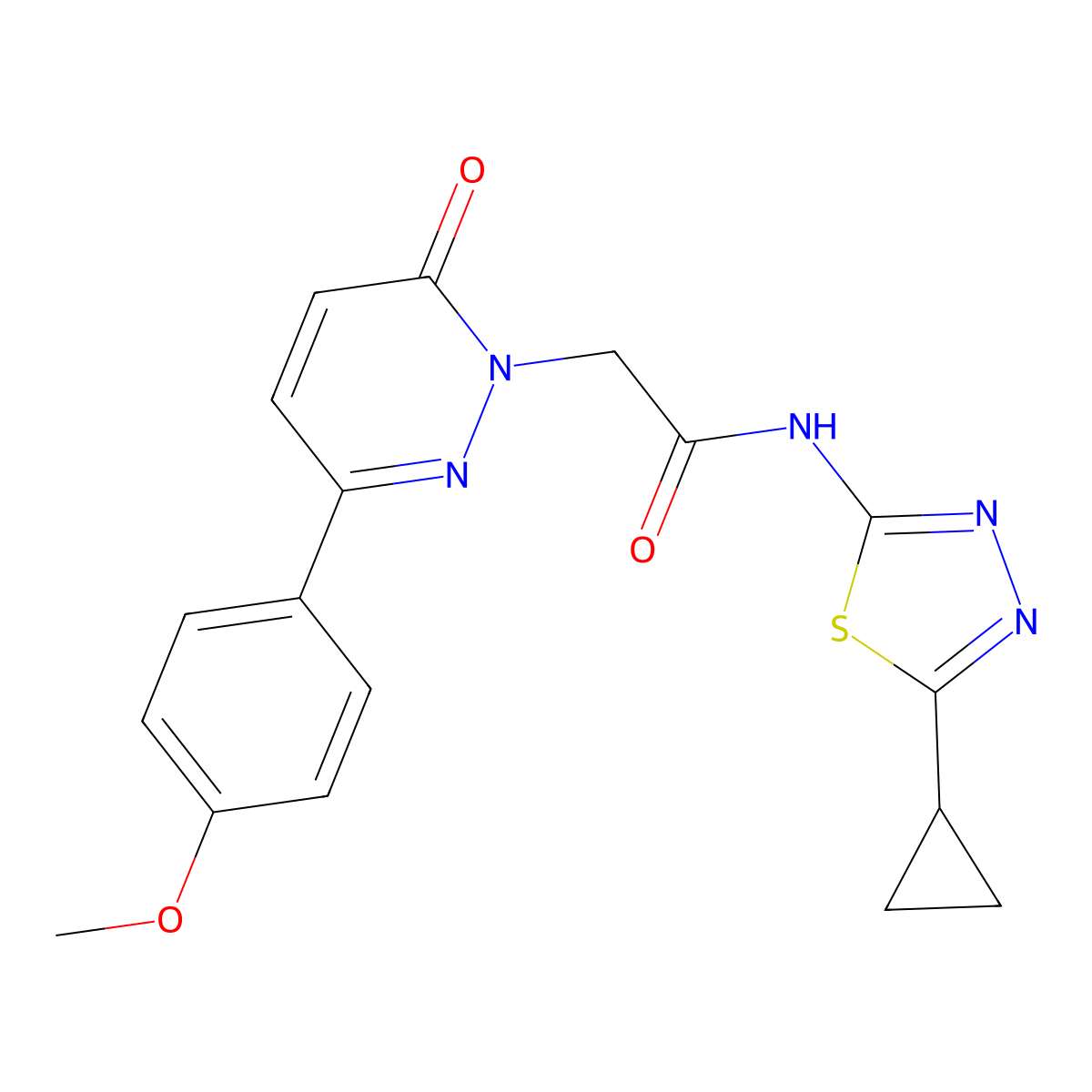 N-[(2E)-5-cyclopropyl-1,3,4-thiadiazol-2(3H)-ylidene]-2-[3-(4-methoxyphenyl)-6-oxopyridazin-1(6H)-yl]acetamide molecular structure, CAS 1282127-28-9
