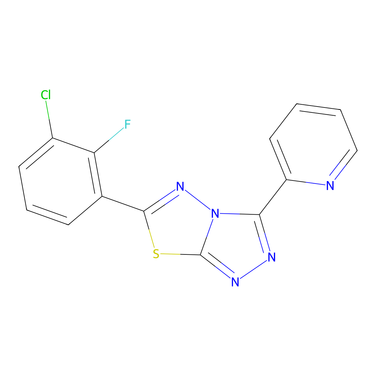 6-(3-Chloro-2-fluorophenyl)-3-(pyridin-2-yl)-[1,2,4]triazolo[3,4-b][1,3,4]thiadiazole molecular structure, CAS 1282127-32-5
