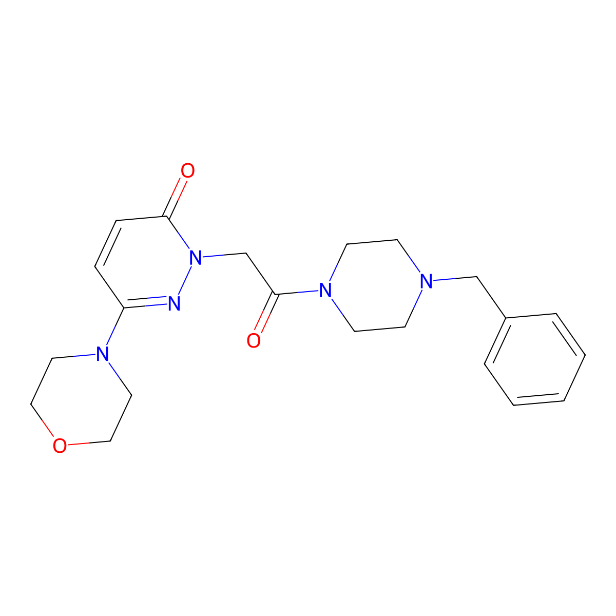 2-[2-(4-benzylpiperazin-1-yl)-2-oxoethyl]-6-(morpholin-4-yl)pyridazin-3(2H)-one molecular structure, CAS 1282127-34-7