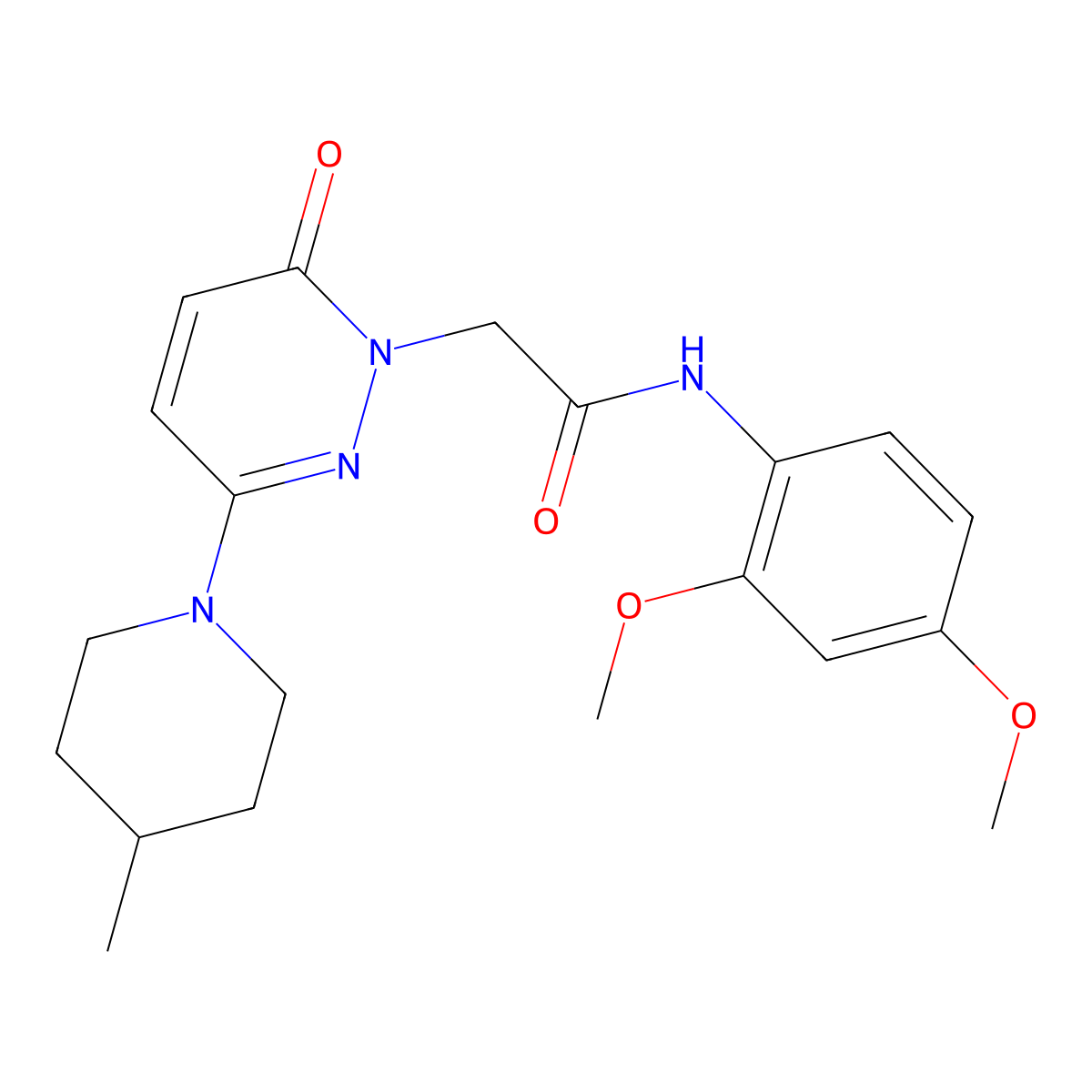 N-(2,4-dimethoxyphenyl)-2-(3-(4-methylpiperidin-1-yl)-6-oxopyridazin-1(6H)-yl)acetamide molecular structure, CAS 1282127-38-1