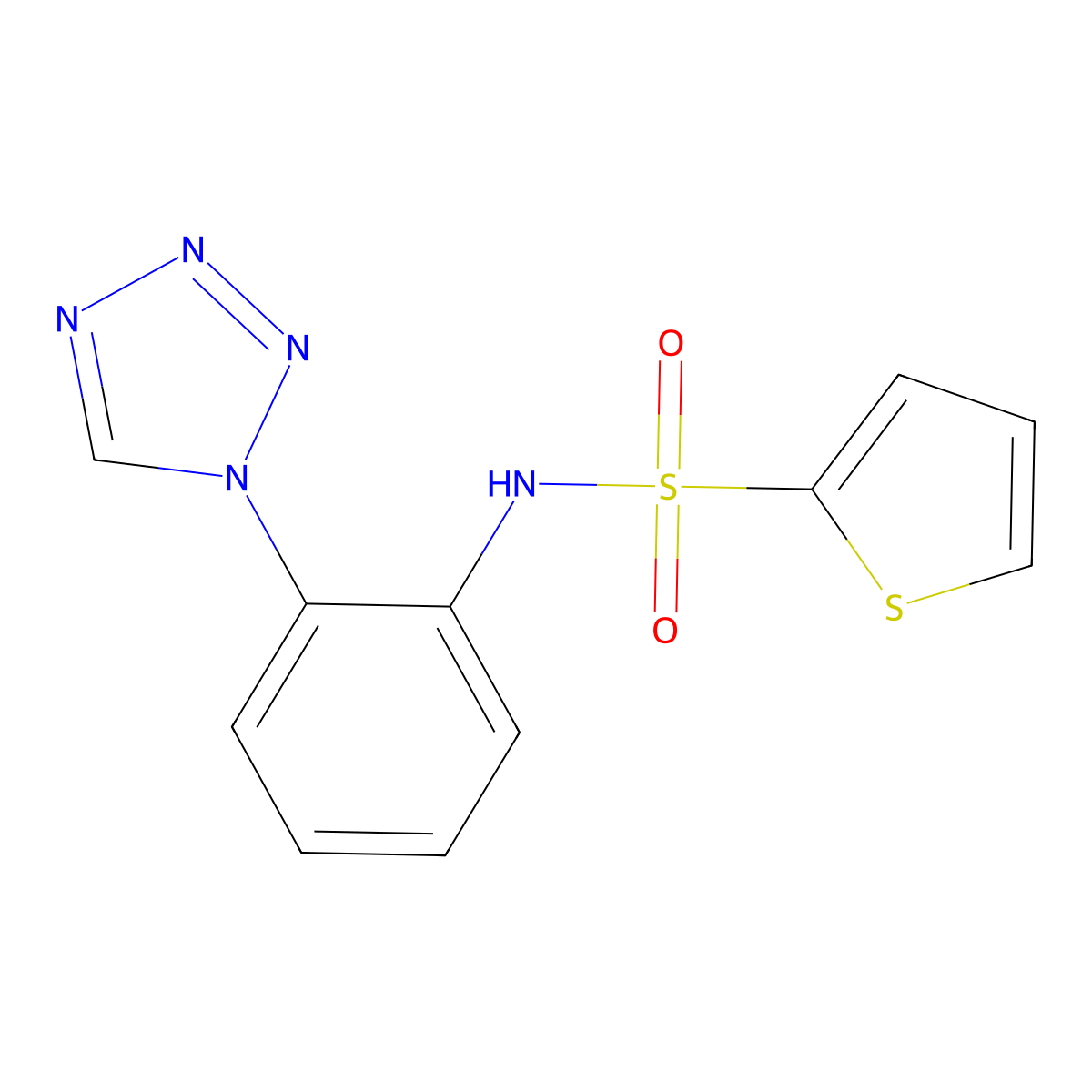 N-(2-(1H-tetrazol-1-yl)phenyl)thiophene-2-sulfonamide molecular structure, CAS 1282127-45-0