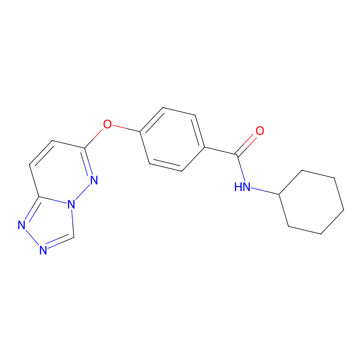 N-cyclohexyl-4-([1,2,4]triazolo[4,3-b]pyridazin-6-yloxy)benzamide molecular structure, CAS 1282127-53-0
