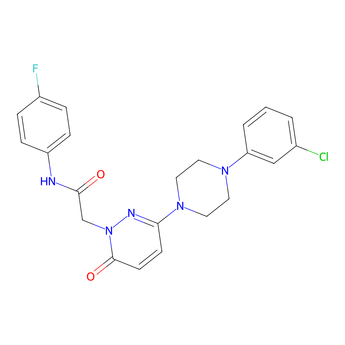 2-{3-[4-(3-chlorophenyl)piperazin-1-yl]-6-oxopyridazin-1(6H)-yl}-N-(4-fluorophenyl)acetamide molecular structure, CAS 1282127-59-6