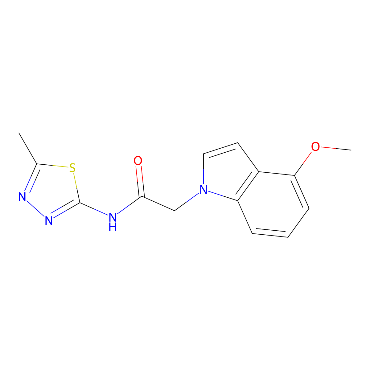 2-(4-methoxy-1H-indol-1-yl)-N-(5-methyl-1,3,4-thiadiazol-2-yl)acetamide molecular structure, CAS 1282127-62-1