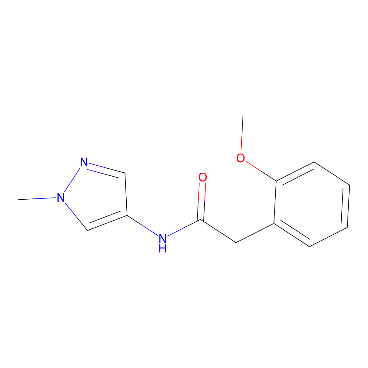 2-(2-methoxyphenyl)-N-(1-methyl-1H-pyrazol-4-yl)acetamide molecular structure, CAS 1282127-64-3
