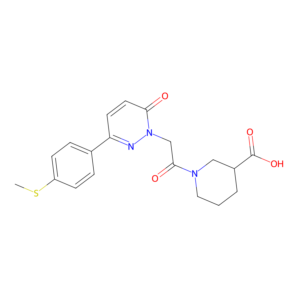 1-({3-[4-(methylsulfanyl)phenyl]-6-oxopyridazin-1(6H)-yl}acetyl)piperidine-3-carboxylic acid molecular structure, CAS 1282127-69-8