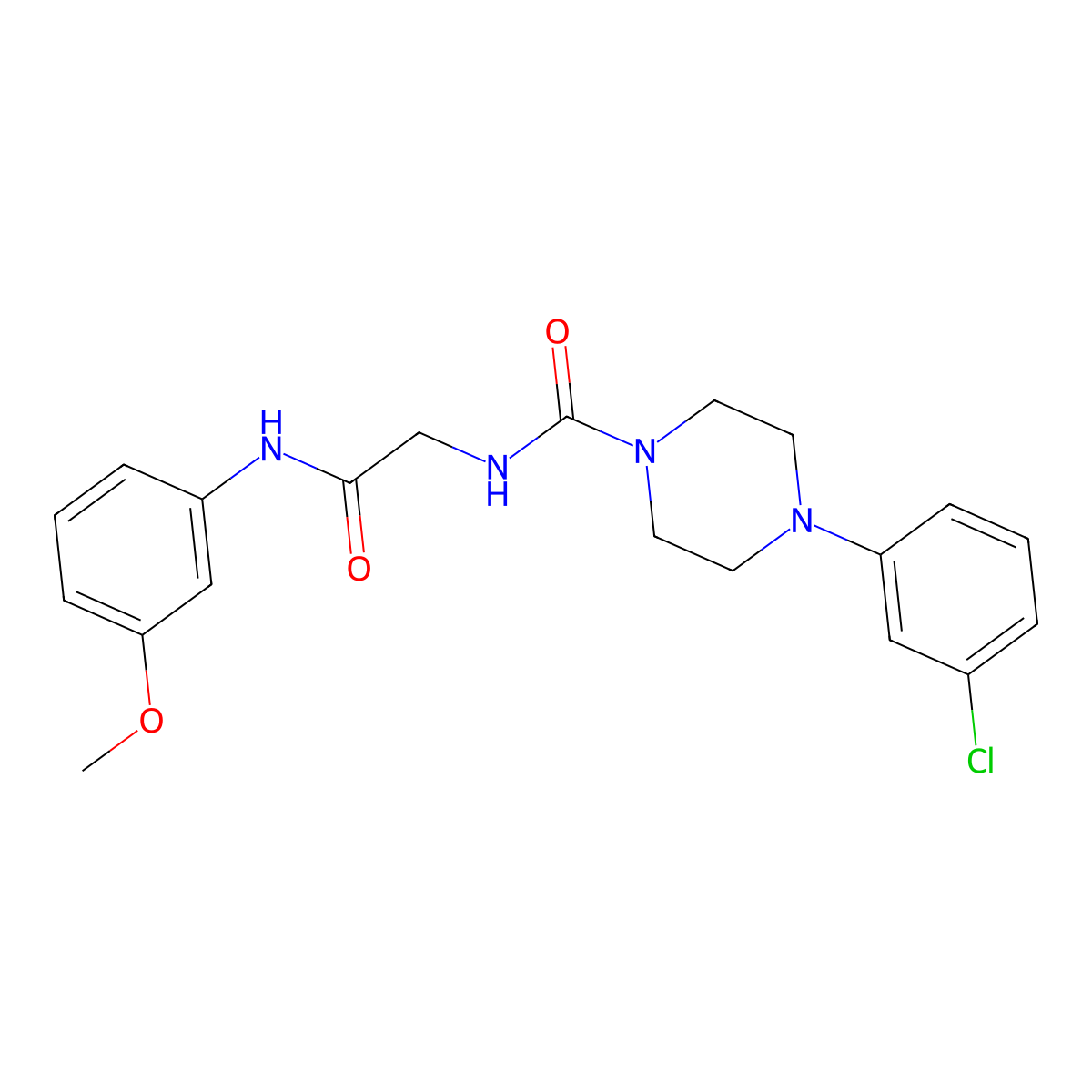 4-(3-chlorophenyl)-N-(2-((3-methoxyphenyl)amino)-2-oxoethyl)piperazine-1-carboxamide molecular structure, CAS 1282127-71-2