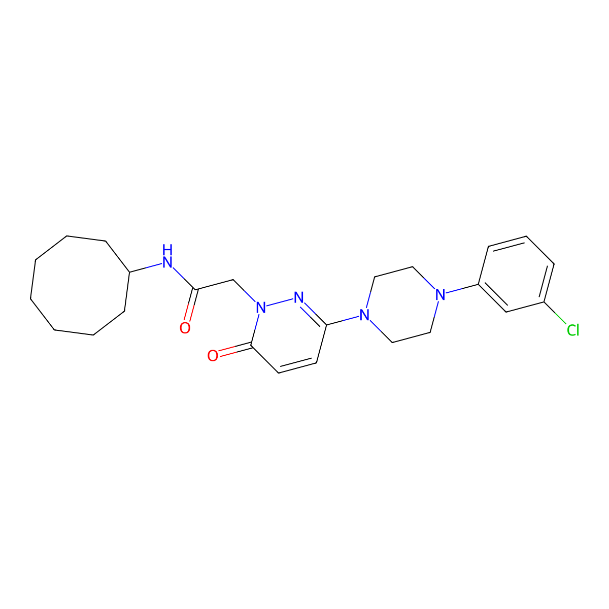 2-{3-[4-(3-chlorophenyl)piperazin-1-yl]-6-oxopyridazin-1(6H)-yl}-N-cyclooctylacetamide molecular structure, CAS 1282127-74-5