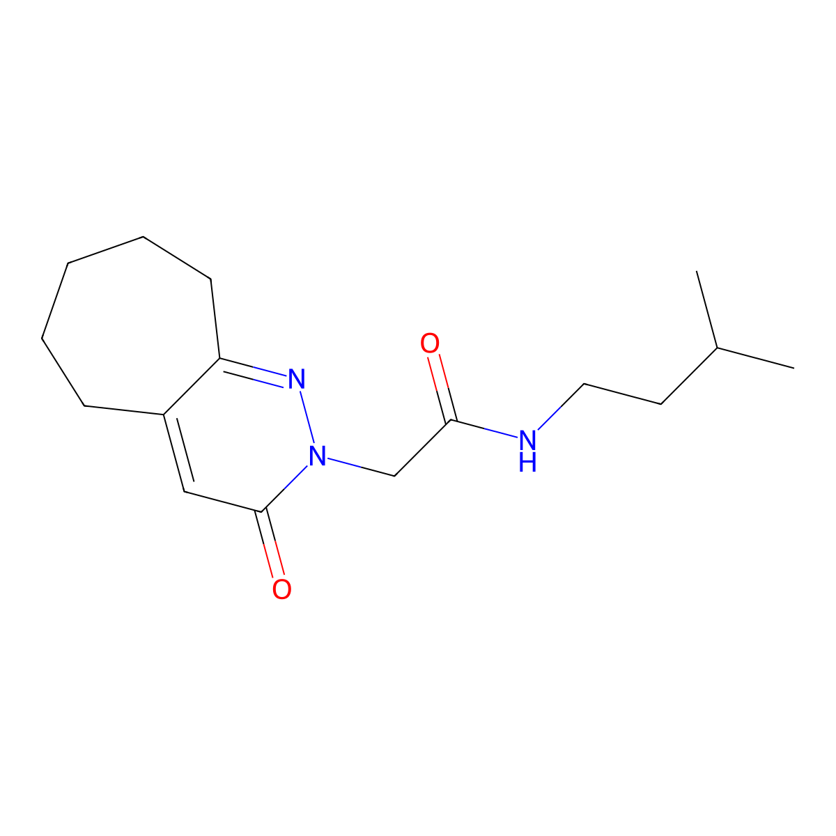 N~1~-isopentyl-2-(3-oxo-3,5,6,7,8,9-hexahydro-2H-cyclohepta[c]pyridazin-2-yl)acetamide molecular structure, CAS 1282127-79-0
